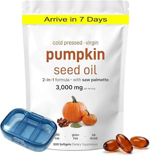 Kürbiskernöl Kapseln mit Sägepalme 3000mg Bio Pumpkin Seed Oil Capsules Haarausfall zur Förderung des Haarwachstums