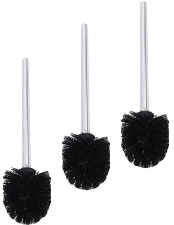 WRITWAA 3 Pièces Tête de Brosse pour WC en Plastique Noir Poils Denses et Fermes Nettoyage la Maison Bureau