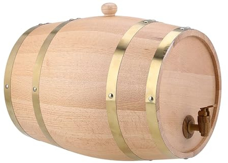 Domary Handgefertigtes Eichenfass auf Ständer mit Kunststoffhahn Zur Lagerung von Wein, Whisky, Brandy, 1,5 3 5 10 Liter, Druckgeprüft und Auslaufsicher