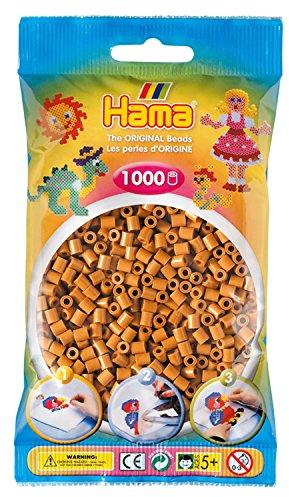 Hama Perlen 207-21 Bügelperlen Beutel mit ca. 1.000 Midi Bastelperlen mit Durchmesser 5 mm in Hellbraun, kreativer Bastelspaß für Groß und Klein, braun