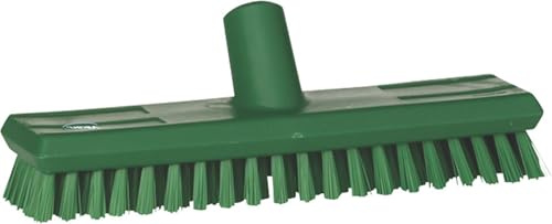 Vikan 70412 10-3/4 Polyester Stiff Bristle Deck Scrub, Green