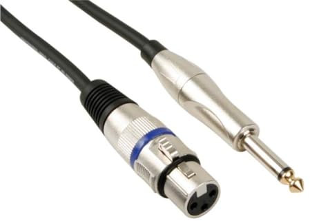 HQ-Power Câble XLR-jack, 1 x XLR femelle, 1 x jack 6.35 mm mâle, mono, 6 m, parfait pour la transmission audio