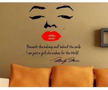 Hommay Tapeten-Wandbild, Kunstaufkleber, Marilyn Monroe, Lippen, sexy Wandpfosten, May Shift System, Tapeten-Wandbild, Kunstaufkleber, 61 x 61 cm