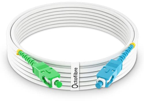Octofibre - Câble Fibre Optique Freebox - 5m - Renforcé avec Blindage Kevlar - Rallonge/Jarretière Fibre Optique - SC APC vers SC UPC - Garantie 10 Ans
