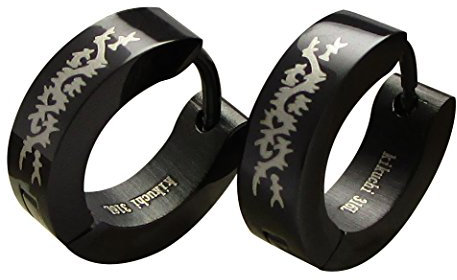 Kikuchi Männer Herren Damen Ohrringe Titan schwarz Wein Klapp- Creolen Edelstahl Ohrstecker 4mm ER15131