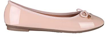 KRISP Damen Klasssische Ballerinas Lack Balerinaschuhe Flach Damenschuhe;Beige;38;3701-NUD-5