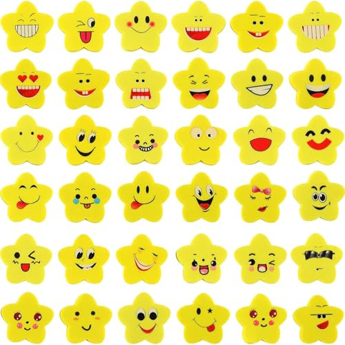 Koogel 100Pcs Rubbers Erasers for Kids, Cute Star Erasers Multipack | School Rubbers for Classroom Rewards, Party Bag Fillers for Kids, for Pinata Fillers, First Day at School Gifts