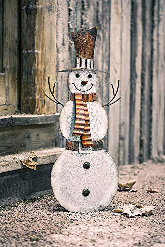 Dekoleidenschaft Deko-Figur Schneemann aus Metall, 75 cm hoch, Silber, Winterdeko, Gartendeko, Aussendeko, Gartendekofigur, Garten-Deko für Draußen