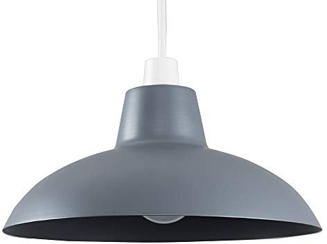 MiniSun | Retro Style Dark Grey Metal Ceiling Light Shade | Pendant Lights, Home Décor & Improvement Essential | Includes 10W LED Bulb [3000K Warm White] | 288mm Shade Width