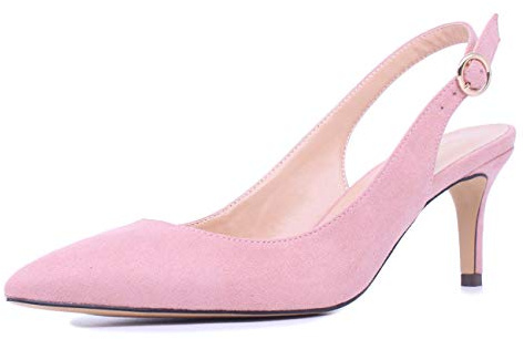 Castamere Scarpe col Tacco Donna Gattino Cinturino Regolabile Tacco a Spillo Sandali 6.5CM Rosa Scamosciato Scarpe EU 44