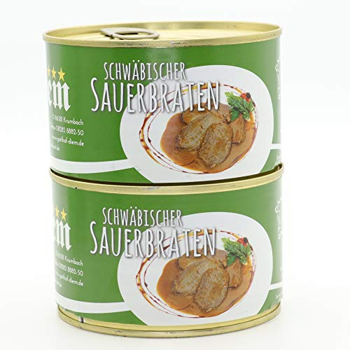 2 X Konserve Diem 400g Sauerbraten vom Rind - Klassische Soße - 240g Fleisch aus der Semmerrolle je Konserve - lange haltbar