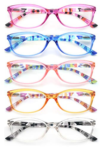 HEEYYOK Lesebrille Damen Stilvolle Vielfarbig Leser für Frauen Klare Linse Komfort Federscharnierefur mit Tasche