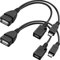 NECABLES (2 Pack) 2 in 1 OTG Cable for TV Stick with Power Cord, USB Type A Female to Micro USB Male and Female, Also Compatible with Android Windows Phone and Tablet