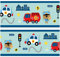 Bordüre 15cm x 200cm für Kinderzimmer Babyzimmer Dekor Aufkleber Wandbordüre selbstklebend Wandtattoo für Kinder Mädchen Junge Y033 (Feuerwehr/Polizei)