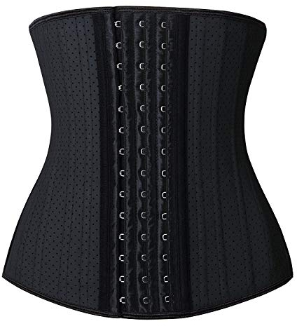 YIANNA Korsett Shapewear Damen Bauchweg Stark Formend Latex Waist Trainer Sport Body Shaper Corsage Taillen Mieder Taillenformer Schwarz 20173 L