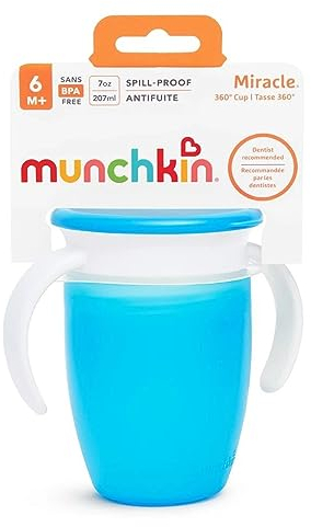 Munchkin Taza antigoteo Miracle 360º con asas y tapa 200ml - Azul