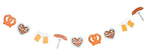 Amosfun Oktoberfest Banner Bayerischen Banner Deutsch Party Hängen Bunting Kuchen Bier Geformte Decke Hängen Flagge Garland Partei Liefert