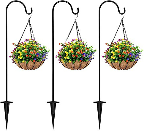 STOBOK Schäfer-Haken, 71,1 cm hoch, für den Außenbereich, für Vogelfutterspender, hängende Pflanzenständer, Solarleuchten, Laternen, Hochzeiten, 3 Stück