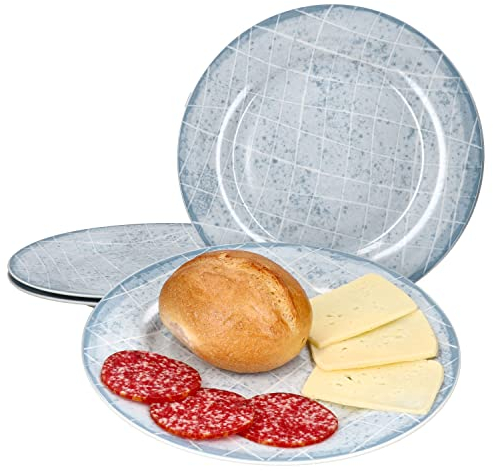 Ritzenhoff & Breker Nordic Ellen 4er Set Speiseteller I Ø 27 cm I 4 Personen I Essteller, große Platte, Beilagenteller I maritimes Design I Porzellan-Geschirr mit unterschiedlichen Blautönen