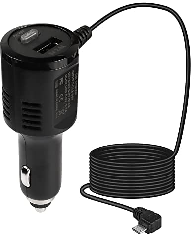 GELRHONR Auto-Ladegerät Dash Cam Stromkabel,12 V bis 5 V Zigarettenanzünder Stromkabel Micro-USB-Ladekabel mit Schaltknopf,für GPS-Navigation DVR- 3.5M / 11.5FT