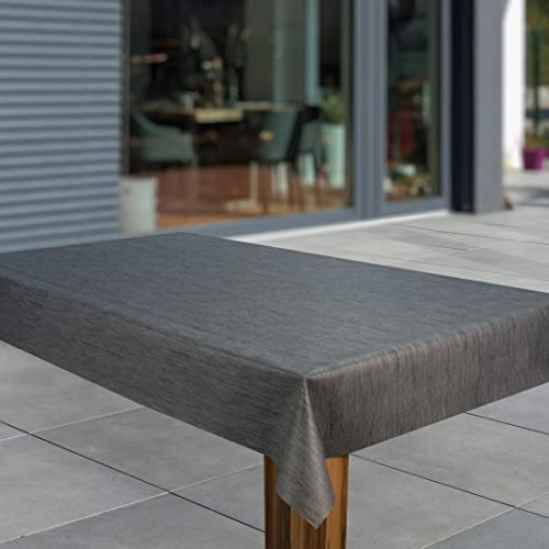 laro Wachstuch-Tischdecke Abwaschbar Garten-Tischdecke Wachstischdecke PVC Plastik-Tischdecken Eckig Meterware Wasserabweisend Abwischbar, Muster:Leinenoptik d. grau, Größe:140x300