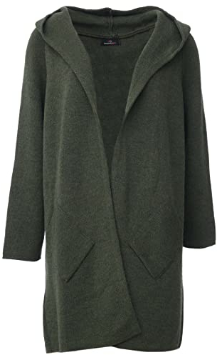Zwillingsherz Strickjacke Cardigan für Damen - Hochwertiger Mantel Überwurf warm kuschelig weich mit Kapuze - Cape Umhang Strick Frühjahr Herbst Winter