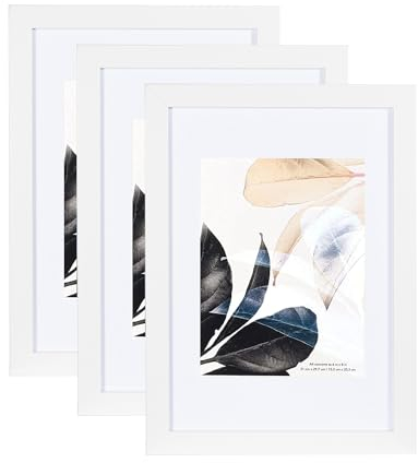 Scholar Tree weiß 3er Set Bilderrahmen DIN A4 21x30 cm mit Passepartout, für Foto Urkunden wandhängend oder freistehen,bilderrahmen a4 bilderrahmen