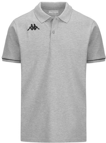 Kappa Herren Barli Poloshirt, Grau-Schwarz, S
