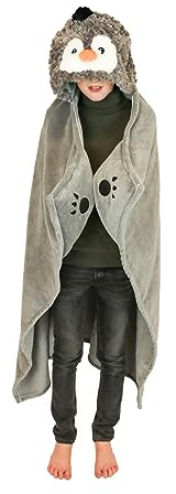 COZY NOXXIEZ Hooded Animal Snuggle Blanket 130 x 100cm - Penguin