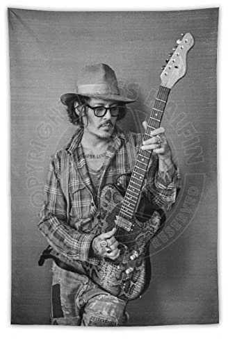 NANXIANG Johnny Depp Wandteppich, Motiv: Berühmter Musiker, spielt Gitarre, Bilddruck, Wandkunst, Malerei, Polyester