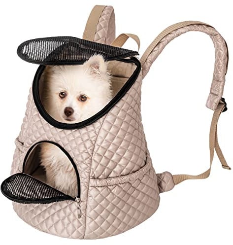 Rucksack für den Transport von Tieren, Tragetasche, Katzenrucksack, Katzenbox, Hundetasche, Hunde oder Katzenleine, Beige, Gr.1: 32x31x24 cm