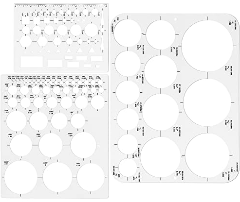 Tamaki Kreis-Vorlage Kreis-runde Schablone zum Zeichnen für Büro und Schule, Gebäude, Schalungen, Zeichnungen Vorlagen, große und kleine Größe, 3 Stück