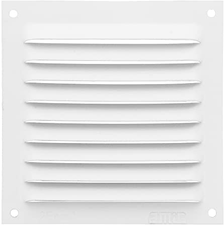 Amig - Grille de ventilation carrée en Aluminium | Grilles d'aération pour sortie d'air | Idéal pour plafond de cuisine et de salle de bain | Dimensions : 100 x 100 mm | Couleur: Blanc