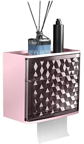 FXXWJP Porte Papier Toilette Rose - Porte-papier mural durable avec tiroir et étagère pour Salle de Bain, Cuisine