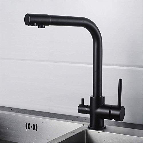 ZEDARO Kitchen Faucet Cold and Hot Water Mixer Copper Paint Black Rotary Kitchen Sink Faucet Single Handle,01
