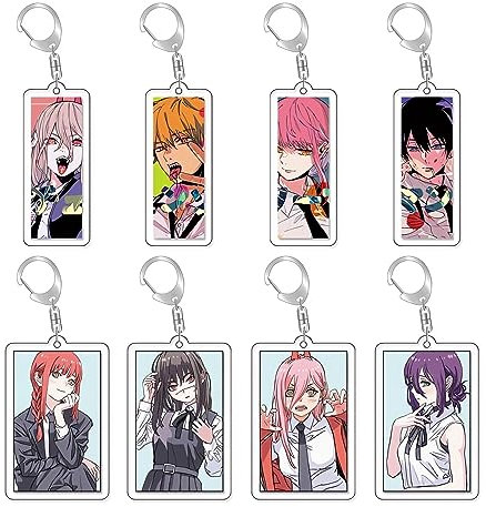 SRDEHDYE Chainsaw Man 8 Pcs Keychains Bomb Denji Makima Power Yoru - Cute Anime Keychain with Wallet for Women Girls Boys Backpacks
