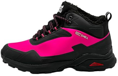 Ablovo® Damen Herren Stiefel Boots Softshell Outdoorschuhe gefüttert Wanderstiefel (Schwarz-Fuchsia, EU Schuhgrößensystem, Erwachsene, Herren, Numerisch, M, 36)