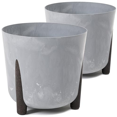 Tymar Blumentopf mit Füßen, 2er-Pack, Runde Form, Übertopf ((2pack) Beton, ø 34 cm)