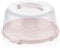 Best House | Round Cake Box | PINK | 1 Pc | W 32.5cm x H 12.5cm | Plastic Clear Cake Carrier | Transport Storage Food Container Takeaway Holder with Lid Carry Handle, Cake Stand with Lids