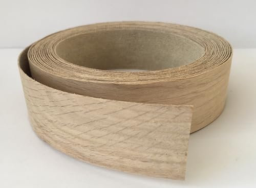 Vale Veneers 30mm Real Oak Wood Veneer - 5 metre Roll of Pre Glued Iron on Edging Tape/Banding (30mm)