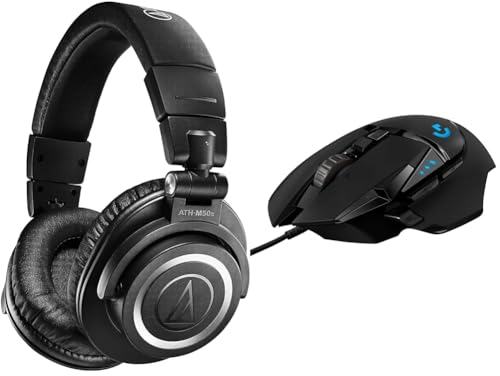 Audio-Technica M50xBT2 Kabelloser Kopfhörer Schwarz & Logitech G502 Hero High-Performance Gaming-Maus mit Hero 25K DPI optischem Sensor