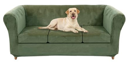 ZYBSLCSY Chesterfield Sofabezug Stretch-1 2 3 Stück Couchbezug Weicher Samt, Anti-Rutsch-Couchbezug Möbelschutz (Green,Sofa+3 Small Seats)