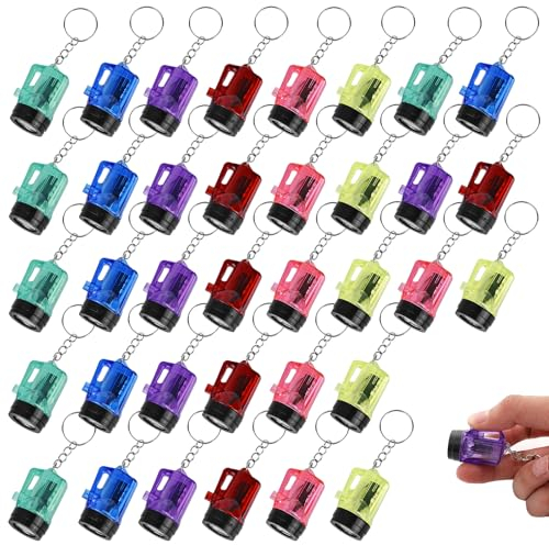 WIYETY Lot de 36 mini lampes de poche porte-clés LED pour camping, extérieur, randonnée (6 couleurs, 4 cm)