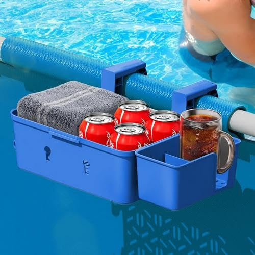 Mingchengheng Aufbewahrungskorb für Pool - oberirdischer Poolkorb - Pool Korb Pool Getränkehalter Multifunktionales Pool Zubehör für Aufstellpool Schwimm Oberirdischen Rahmenpool (Blau)