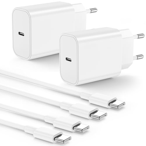 iPhone 17 16 15 USB C Ladegerät, 2Pack 20W USB C Schnellladegerät mit Lang Type C to C Kabel 2M,Type C Netzteil Ladestecker und Ladekabel für Apple iPhone 17 Pro Max/17 Air/16 Pro/15 Plus/iPad Pro