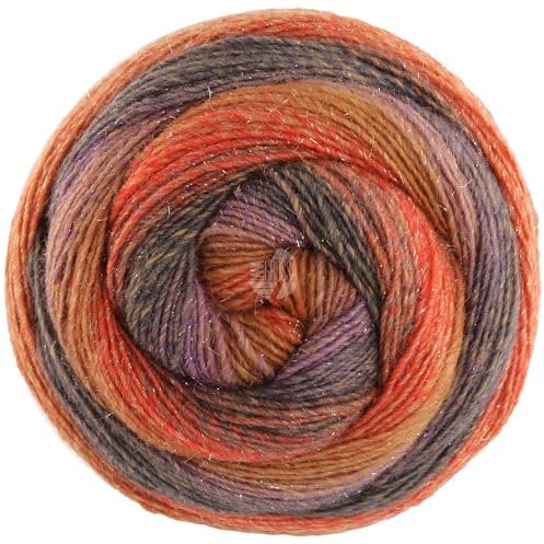 LANA GROSSA Gomitolo Gala| Dochtgarn im Farbverlauf mit dezentem Lurex-Effekt | Handstrickgarn aus 60% Schurwolle, 38% Polyacryl & 2% Polyester | 200g Wolle zum Stricken & Häkeln | 700m, FB 4026