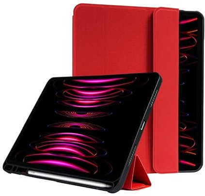 Crong FlexFolio - Étui pour iPad Pro 11 (2022-2021) / iPad Air 11 M2 (2024) / iPad Air 10,9 (5e et 4ème génération) avec fonction Apple Pencil (rouge)