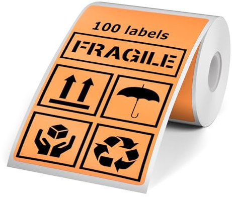 YIKIADA Thermoetiketten 50 × 80 mm Kompatibel mit M110/M220/T50M Vinyl Selbstklebend Etiketten Rolle Aufkleber 100 Stück Orange