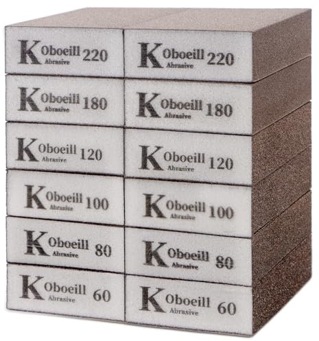 Zefphxs 12 Pcs Sanding Blocks, Sanding Sponge, Sanding Blocks for Wood, Sanding Block with 6 Grits (60/80/100/120/180/220), Sanding Blocks for Walls, Sandpaper Block, Washable and Reusable