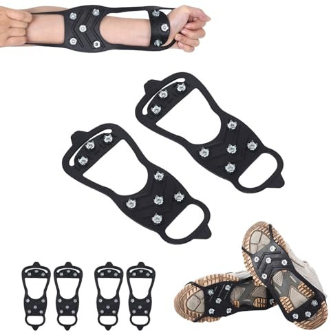 2 Paar Spikes für Schuhe Winter, Schuhspikes Winter rutschfest, Grödel, Steigeisen für Bergschuhe, Spikes Schuhe, Schuhe Anziehen für Spazieren Hikenture Walking und Outdoor Sports Winter L